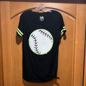 Justice Black Tee with Softball Accents